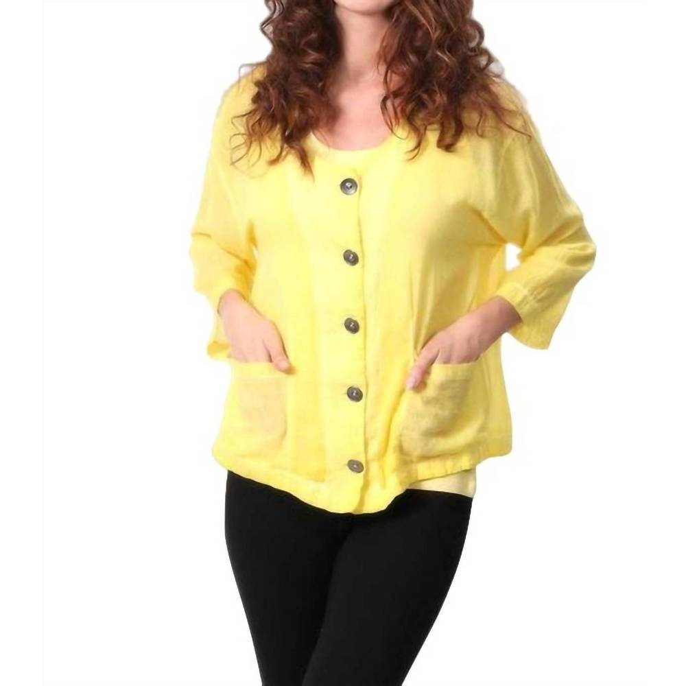 NEW ANGEL oil wash pocket cardigan in yellow